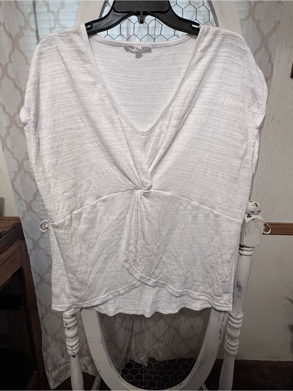 Jane and Delancey White Twist-Front V-Neck Tank Top